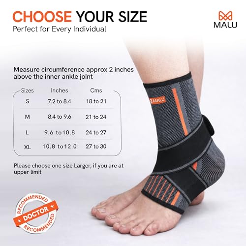 Image of Ankle Support Brace for Pain Relief | Ankle Binder /Strap for Foot Care, Sprains, Injuries, Swelling & Sports Support | Adjustable Foot & Ankle Stabilizer for Men and Women- Grey (S)