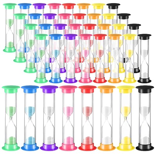 Set of 40 Pcs Sand Timer Kids 1 Minute Sand Timer Classroom 1 Minute Acrylic Covered Hourglass Clock...