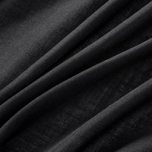 MIULEE Black Linen Curtains 90 Inch Length 2 Panels for Bedroom Living Room, Soft Thick Linen Textured Back Tab Window Drapes Semi Sheer Light Filtering Rod Pocket Modern Farmhouse Halloween Decor
