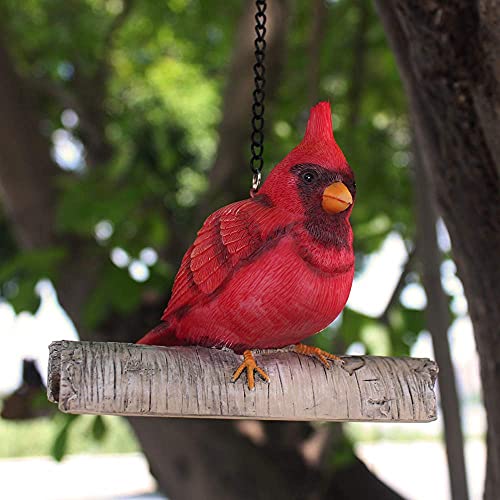 JHP Sculpture de jardin à suspendre pour intérieur ou extérieur, Statues d'oiseau rouge - Peeker de jardin fait à la main drôle de décoration de maison et de cour, décoration d'oiseaux.