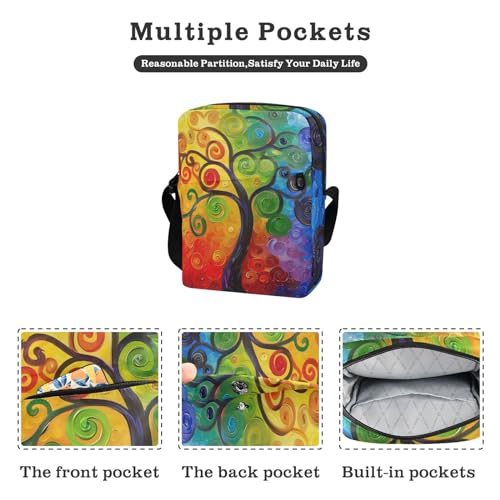 Crossbody Bag Color Trees Graffiti Messenger Bag for Women Men Purse Shoulder Bag Satchel Bag with Adjustable Strap 214B58882