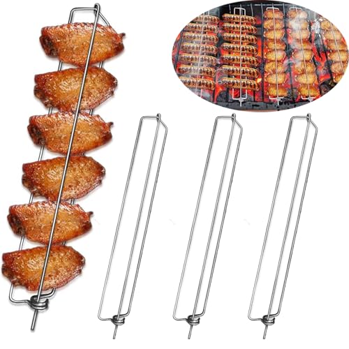 4 Pezzi Clamping Wing Rails for Grilling Chicken Wings,Chicken Wing