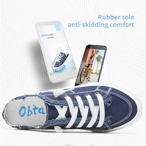 Image of Obtaom Women Canvas Mules Memory Foam Clipper Fashion Sneakers Comfortable Slip-On Mule Backless Holiday Shoes
