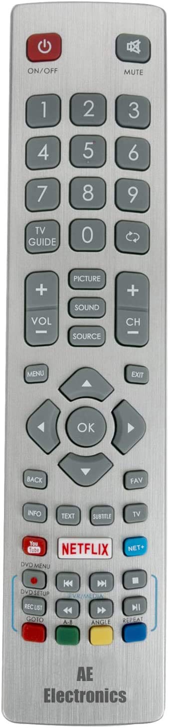 AE® Sharp TV Remote Control SHWRMC0115 for Sharp Aquos LED LCD SMART Television with Netflix and YouTube Buttons - Replacement Control