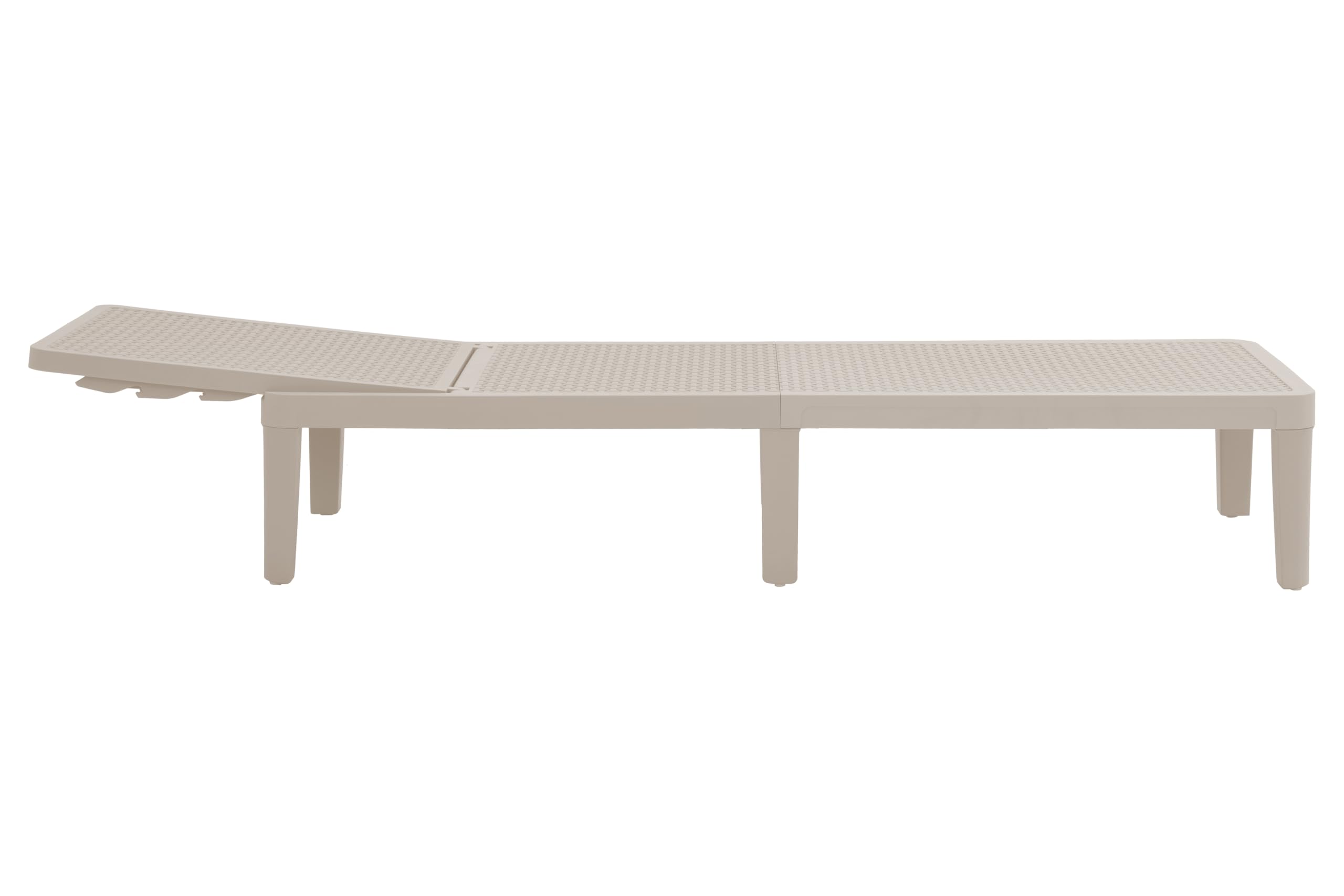 Kosmi - Tumbona de jardín de resina con respaldo ajustable - Tumbona exterior - Estructura resistente y fácil mantenimiento - Terraza, piscina y jardín (Beige)