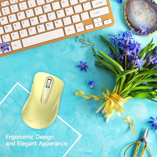 Image of memzuoix 2.4G Wireless Mouse, 1400 DPI Computer Mice USB Receiver, Portable Wireless USB Mouse Battery Powered Cordless Mice for Laptop, PC, Desktop, 5 Buttons (Light Yellow)