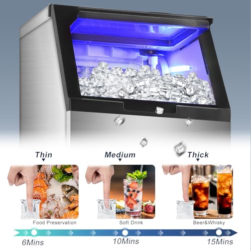 Máquina Fabricadora de Hielo Comercial 140LBS/24H Acero Inox miniatura 2