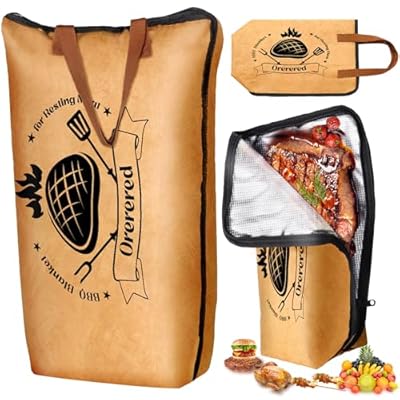 Orerered BBQ Blanket for Resting Meat, 21in Reusable Meat Insulated Resting Bag BBQ Brisket Blanket with Wide Mouth for Turkey Large Brisket/Beef Smoking Meat Accessories