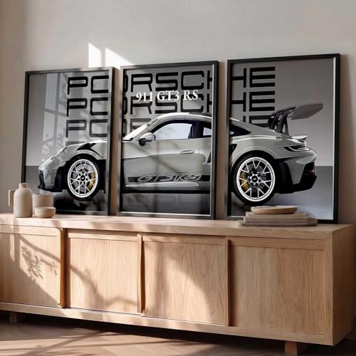 Image of HOTHOUSE Big Porsche Car Framed Posters Gift Items for Boys Room Wall Decoration Bedroom Living Room Office Studio Decor | Car Poster Frame for Wall Decor Set Of 3 Size (19 X 25 inch)