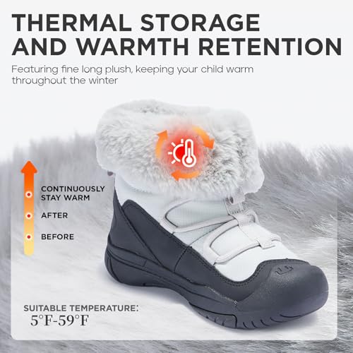 Boys Girls Snow Boots Waterproof Outdoor Sport Warm Cozy Anti-Slip Lightweight Winter Shoes for Toddler/Little/Big Kid2