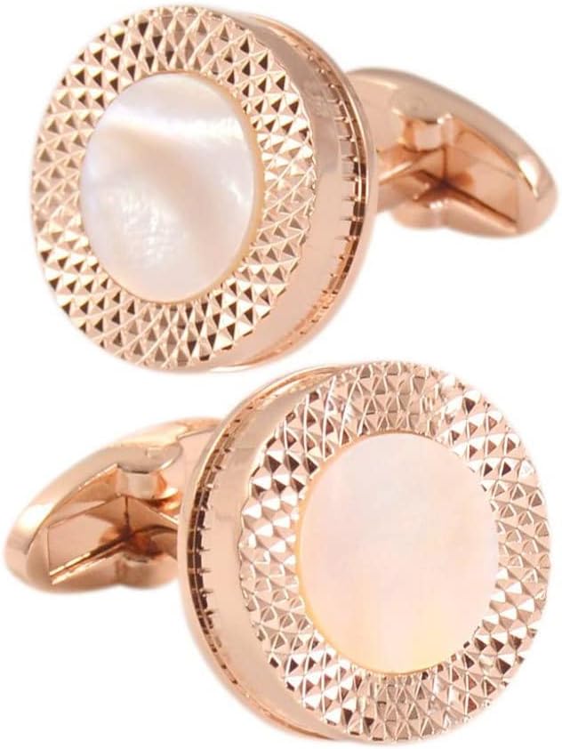 Jewelry Men's Cufflinks Round Shell Cufflinks for Mens Rose Gold Plated Cuff Links Wedding Party Cufflink