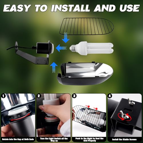 Image of Bird Cage Light Fixture Combo Kit with Adjustable Timer,Lamp Hood with 2.4% UVB UVA 20W Compact Fluorescent Bulb for All Kinds Captive Birds Reptiles