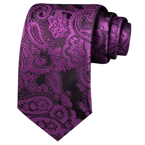 Image of Barry.Wang Men Ties Paisley Woven Silk Necktie Set with Pocket Suqare Cufflinks Formal