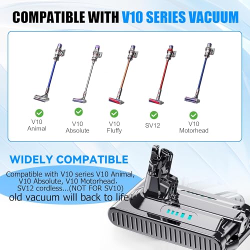 Image of 25.2V V10 /SV12 Battery Replacement for Dyson V10 Battery Pack 7-Cell 206340 242151 Compatible with Dyson Animal Absolute Fluffy Motorhead 969352-02 Cordless Stick Vacuum Cleaner