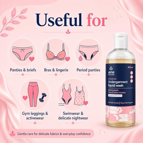 Image of Undergarment Liquid Wash 400ml | Intimate Wear Cleanser - Washing Liquid | Removes Odour & Stains | Fabric Care Wash for Delicate Clothes | Pack of 1