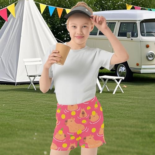 Girls Athletic Shorts Summer Elastic Casual Shorts with Pockets Kids Bottom Sports for Girls 7-15Y2
