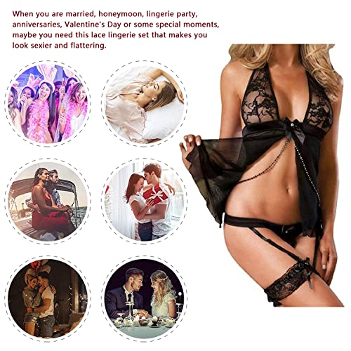 JFAN-Conjuntos-de-Lenceria-para-Mujer-Vestido-De-Dormir-De-Encaje-Transparente-con-Tanga-Ligas-y-Ligueros