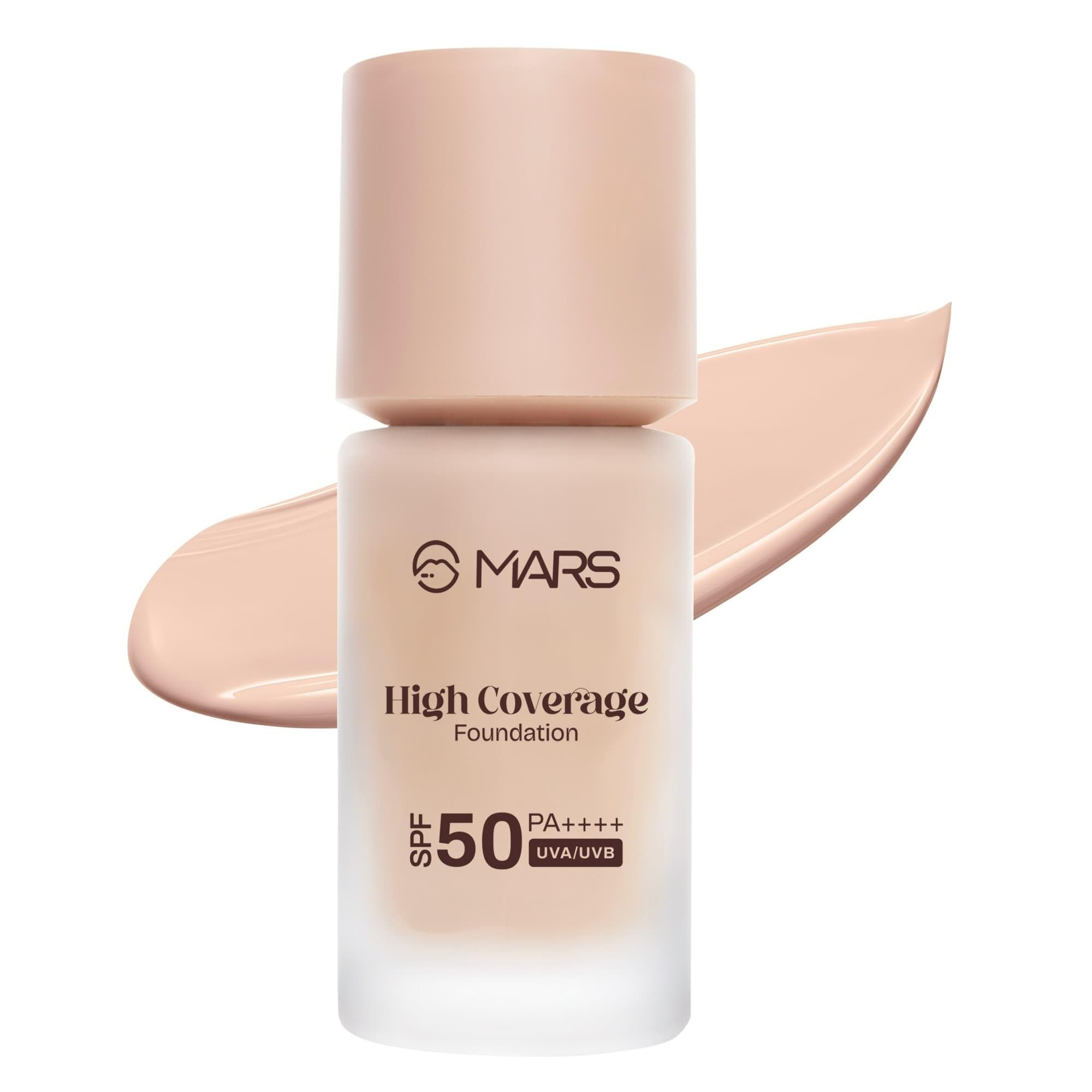 MARS SPF50 PA++++ High Coverage Foundation (40ml) | Blemish Free & Blendable Makeup | All Skin Type | IN-VIVO Tested with 5 Star UVA+UVB Protection Boots Rating (SHADE-01)