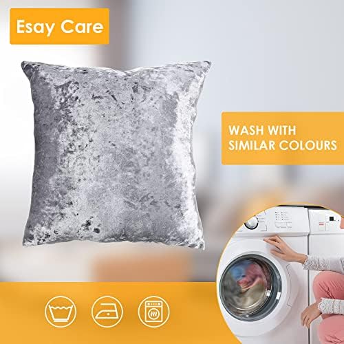 MorNon 4Pcs Crushed Velvet Cushion Covers 18x 18Inch Crushed Velvet Silver Cushion Covers Square Throw Pillow Case for Decorative Livingroom Sofa Bedroom Home 45x45cm
