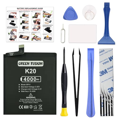Image of GREEN FUSION Only for Mi 9T Replacement Battery, BP41 Battery for Redmi K20 and Xiaomi Mi 9T, 4000mAh, with Installation Instruction & Repair Toolkit