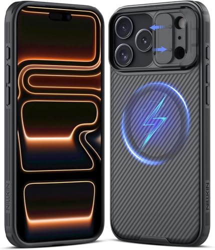Image of PRITO Nilkin Magnetic Case for iPhone 17 Pro, Compatible MagSafe, Case with Camera Cover, Magnetic 17Pro Case Ultra-Thin Design, Shock Protection (Transparent Black, 17 Pro)