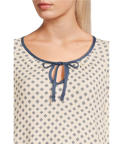 Karen Neuburger Women's Blue Era Tie Neck Long Sleeve Sleep Shirt4