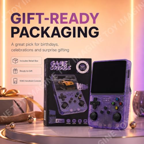 Image of Toy Imagine R36S Retro Emulator Handheld Video Game Console, Built-in 22,000+ Games, 3.5 Inch IPS HD Screen,Up to 6 Hours Play Time,Rechargeable Portable Gaming Device,Gift for Boys & Girls (Assorted)