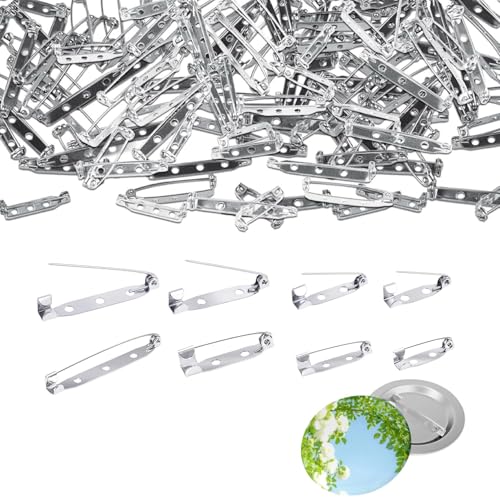 120pcs Brooch Pin Backs Kit - 4 Sizes Silver Bar Pins & Clasp Backings for Jewelry Making, Badges, Crafts, Name Tags and DIY Accessories