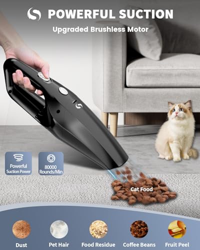 Image of Handheld Vacuum Cordless Mini Car Vacuum Cleaner Portable and Rechargeable with Powerful Suction for Car Home Office and Pet Hair with HEPA Filter and Lightweight