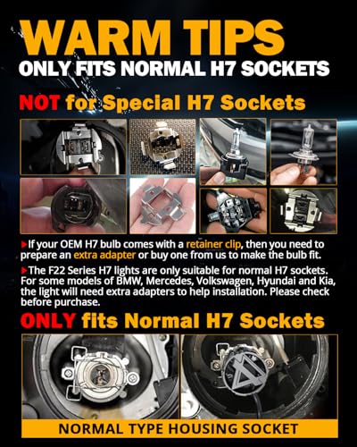 Image of Auxbeam H7 Fog Light, F22 Series H7 Powersports, 6500K 110W 24000LM 700% Brighter Light For UTV ATV Offroad Vehicles, May Need Adapters