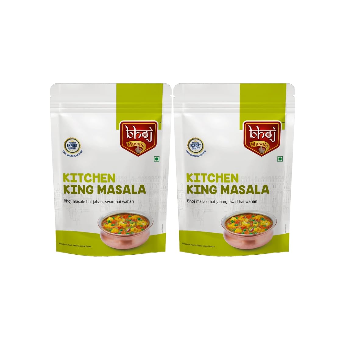Bhoj Masale Kitchen King Powder Combo Pack of 2 (200GM Each) | Aromatic Spice for Flavorful Indian Cooking | For Flavorful Cooking | No Artificial Flavor Added. No colour, no preservatives, no onion and no garlic ( Jain Masala )