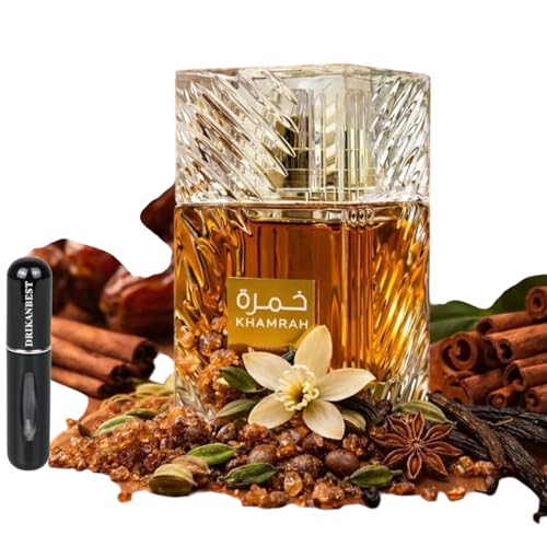 Perfume Khamrah Eau De Parfum | 100ml | Unisex | Fragancia De Vainilla, Canela Y Toques De Coñac | Incluye Atomizador 5ML Recargable | Perfumes Hombre y Mujer | Alta Concentración