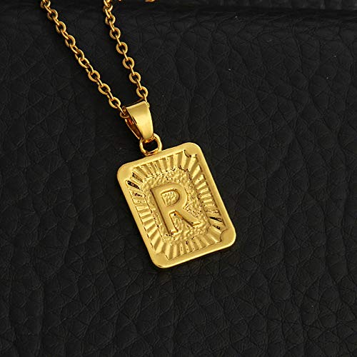 Plated Alphabet R Statement Chain Pendant Necklace
