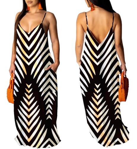 Image of Summer Maxi Dress for Women 2026 Plus Size Sundresses Casual Sexy Floral Sleeveless Beach Long Dress with Pockets