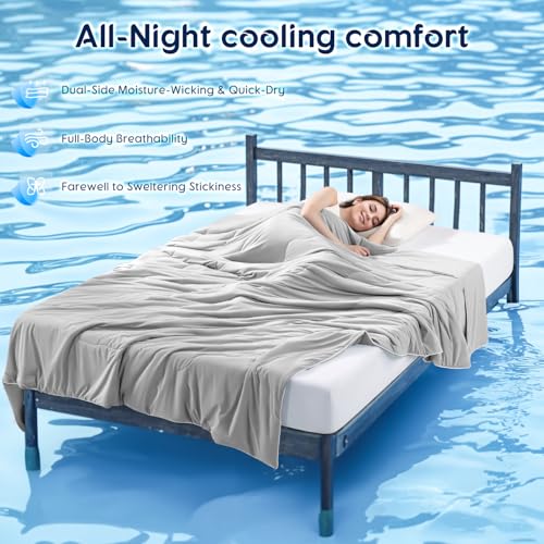 Image of Cooling Blanket for Hot Sleepers & Night Sweats - Cooling Comforter, Breathable Lightweight Double-Sided Summer Bedding, Breathable Soft All Season (Glacier Grey, King(106 inchx90 inch))