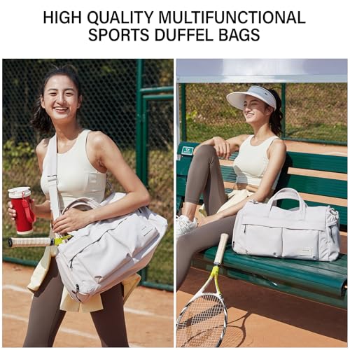 Hanke Carry On Luggage Gym Bag for Women with Compartment Multifunctional Carry On Duffel Bag for Travel Lightweight Sports Bag Workout bag with Detachable Pocket,Dune Gray2