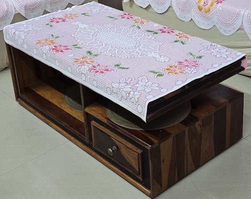 Image of Fab Nation Sofa Cover L Shape 7 Seater with Corner L Type Sofa Set for Living Room | Cotton Sofa Slipcovers for 4 + 3 Seaters Cover with 2 Arms + 2 Setty Covers + 1 Table Cover | Pink Flowers