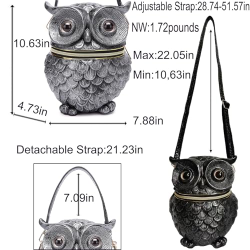 Men Unique Novelty Crossbody Shoulder Bag Handbag Women PVC Weird Halloween Owl Purse4