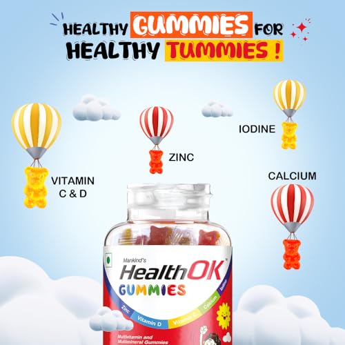 Image of Health Ok Mankind Gummies (Bottle of 30 Gummies), Multivitamin and Multimineral for Kids, Supports Normal Growth, Healthy Immune system and Brain Function, for 7 -17-year-old