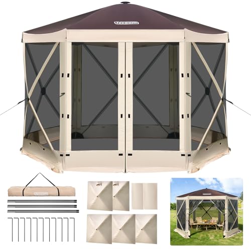 Tecoom 10x10ft 6-Side Pop Up Gazebo Tent, Waterproof Instant...