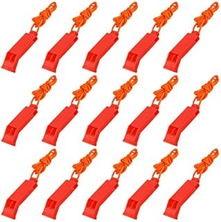 LUTER 15 Pcs Outdoor Emergency Safety Whistles with Lanyards Red Survival Whistles for Camping Boating Hiking