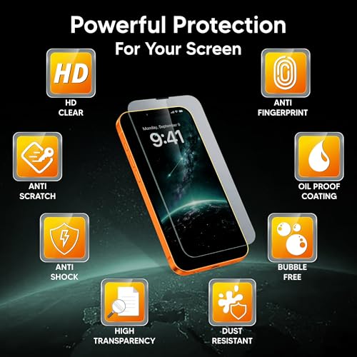 Image of AIBEX Tempered Glass Screen Protector for iPhone 16 Pro Max | Auto-Align Easy Installation Kit | 9H Hardness | Edge to Edge Coverage HD Display |Bubble & Dust Free | Smooth Touch - (Crystal Clear)