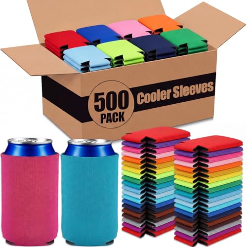 Image of Umigy 500 Pcs Can Coolers Sleeves Bulk Blank, Colorful