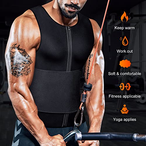 Mayboom Mens Waist Trainer Sauna Vest For Men Weight Loss Body Shaper Sweat Vest For Men Faja Para Hombre Plus Size (Black, X-Large) #TOP4