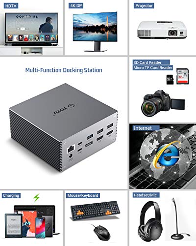Totu Usb-C 4K@30Hz Triple Display Docking Station With Charging Support For Macbook Pro & Windows Usb 3.1 Gen2 Type C Systems (2 Hdmi,Dp,7 Usb Ports, 60W Usb Pd), Macos Only Support Mirror Mode #TOP6