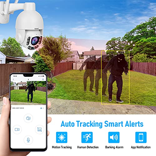 Jidetech 5Mp Ptz Wifi Camera Outdoor,5X Optical Zoom Camera With Auto-Tracking,200Ft Night Vision, 2-Way Audio, Motion Detection Alarm, Ip66 Waterproof, 128G Sd Card Slot #TOP2
