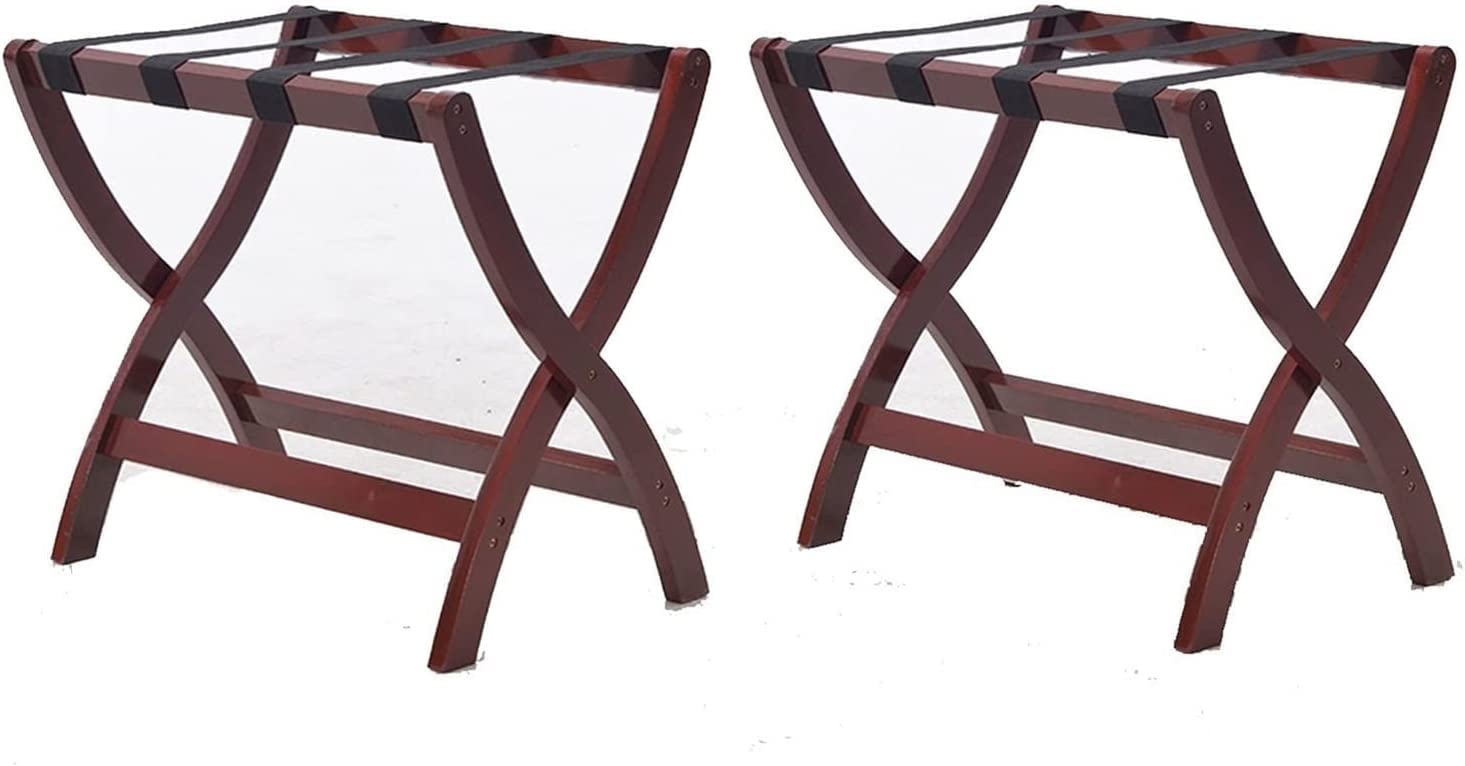 Porte-bagages en bois massif pliables lot de 2 avec étagère à chaussures pour la chambre