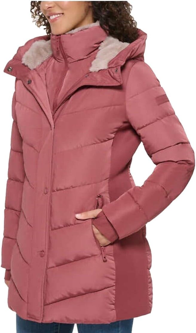 Andrew Marc Women's Mixed Media Hooded Puffer Jacket