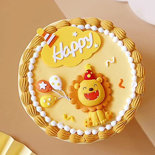 FATCAT Löwen Tortendeko, Cute Zoo/Jungle Themed Animal Cake Toppers, Safari Geburtstagsdeko, Löwe-Thema Tortenaufleger, Tiere Kuchen Deko für Kinder/Babyparty, Geburtstagsfeier