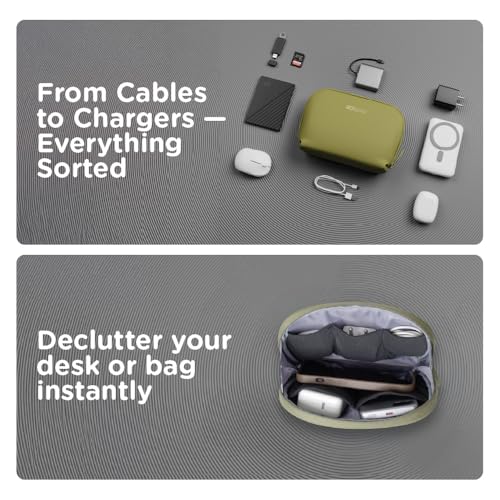 Image of eo Tech Organizer Pouch for Travel | Cable Organiser Bag for Charger, Laptop Accessories, Gadget, Electronics, Power Bank, Toiletry & Personal Care Storage Case (Green, Tech Pouch)